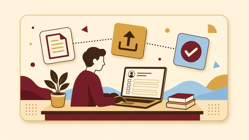 Person completing an online visa form on a laptop