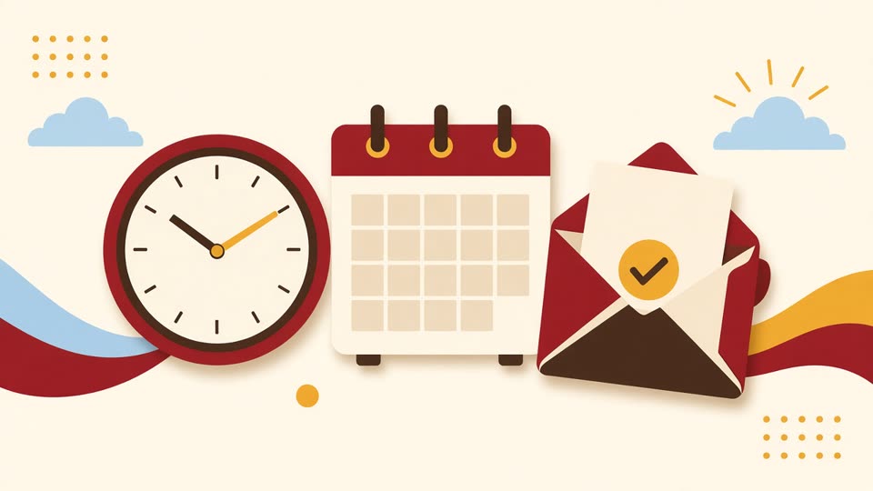 Clock, calendar, and an approved message