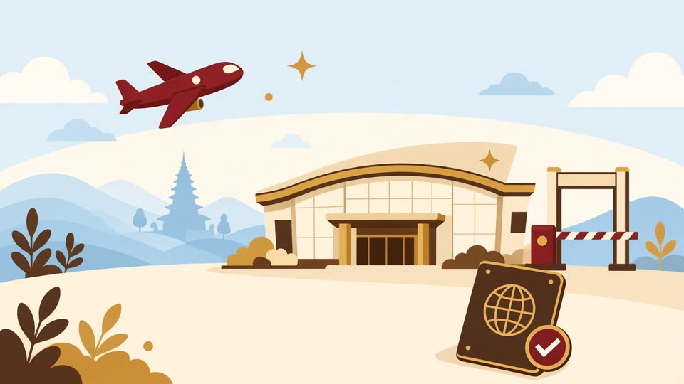 Airport terminal, border gate, and approved passport