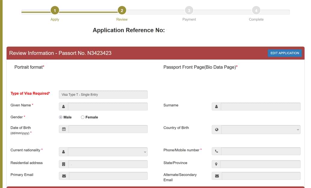 Review and payment step in Cambodia visa procedure
